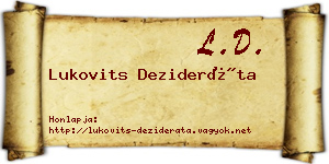 Lukovits Dezideráta névjegykártya